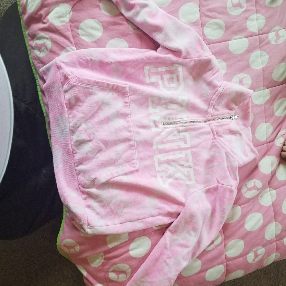 Pink cropped half zip jacket